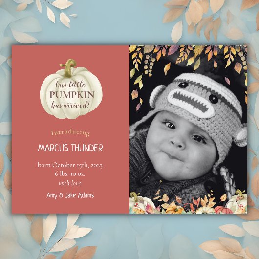 Fall Baby Birth Foto Ankündigung
