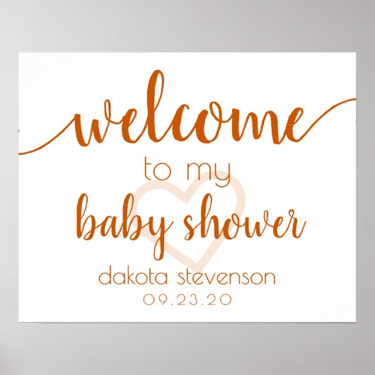 Fall Baby Dusche | Begrüßungszeichen Burnt Orange Poster (Vorne)
