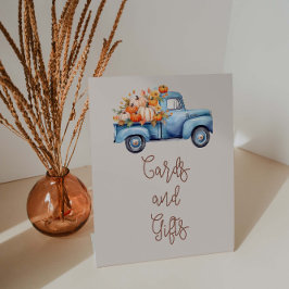 Fall Baby Dusche Blue Pumpkin Lkw Karten und Gesch Sockelschild