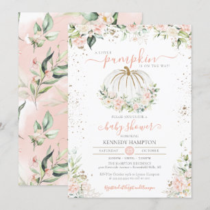 Fall Baby Dusche Blush Pink & White Little Pumpkin Einladung