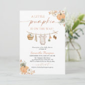 Fall Baby Dusche | Boho A Little Pumpkin Einladung (Stehend Vorderseite)