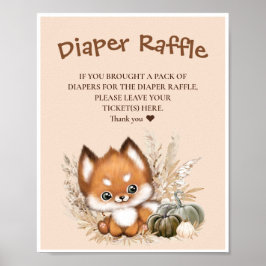 Fall Baby Dusche Boho Diaper Raffle-Zeichen Poster