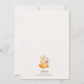 Fall Baby Dusche Ein kleiner Kürbis ist unterwegs Einladung (Rückseite)