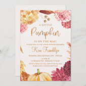 Fall Baby Dusche Ein kleiner Kürbis ist unterwegs Einladung (Vorne/Hinten)