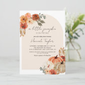 Fall Baby Dusche ein wenig Pumpkin Einladung (Stehend Vorderseite)