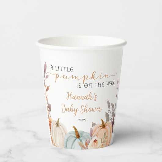 Fall Baby Dusche ein wenig Pumpkin Pappbecher (Rückseite)