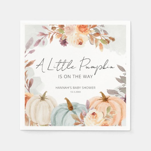 Fall Baby Dusche ein wenig Pumpkin Serviette (Vorderseite)
