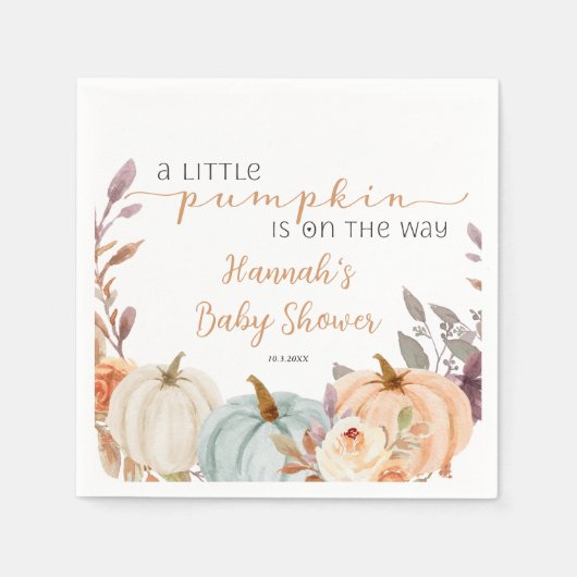 Fall Baby Dusche ein wenig Pumpkin Serviette (Vorderseite)