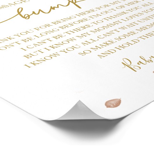 Fall Baby Dusche eine Nachricht vom Bump-Zeichen Poster (Ecke)