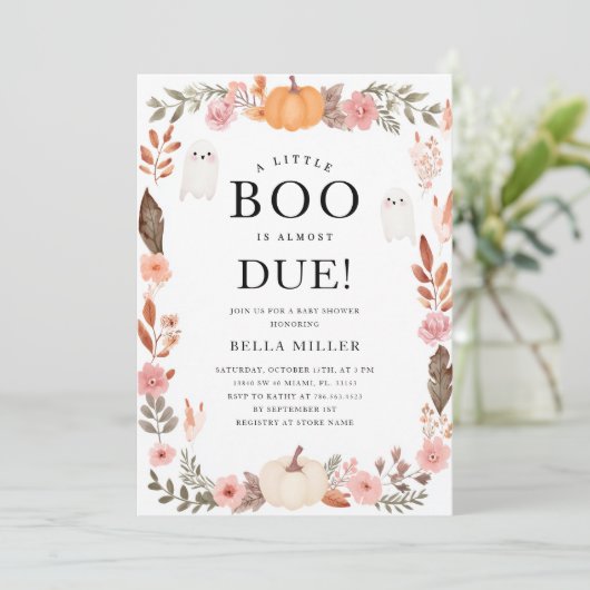 Fall Baby Dusche Halloween Einladung (Stehend Vorderseite)