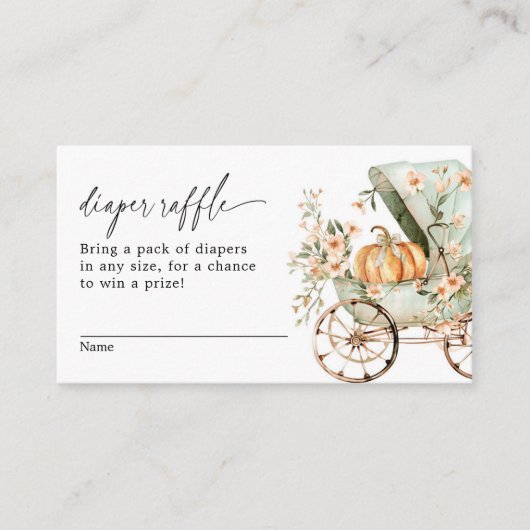 Fall Baby Dusche Kleine Pumpkin Windel Raffle Begleitkarte (Vorderseite)