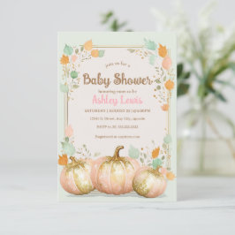 Fall Baby Dusche Kürbis Einladung rosa Gold