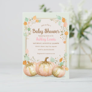 Fall Baby Dusche Kürbis Einladung rosa Gold