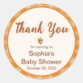 Fall Baby Dusche, Little Pumpkin, Kariert, Acorn, Runder Aufkleber (Vorderseite)