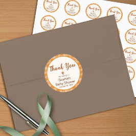 Fall Baby Dusche, Little Pumpkin, Kariert, Acorn, Runder Aufkleber