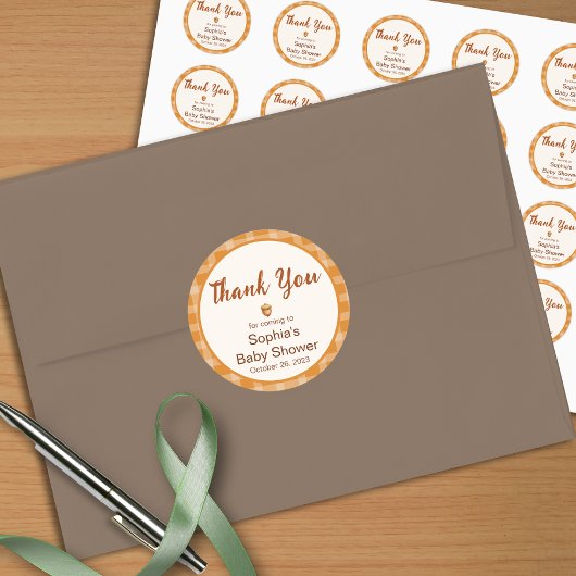 Fall Baby Dusche, Little Pumpkin, Kariert, Acorn, Runder Aufkleber