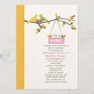 Fall Baby Dusche Mommy & Daddy Birds & Pink Egg Einladung