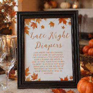 Fall Baby Dusche Spate Night Diapers Party Game Poster