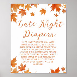 Fall Baby Dusche Spate Night Diapers Party Game Poster