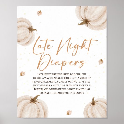 Fall Baby Dusche Spate Night Diapers Schild (Vorne)