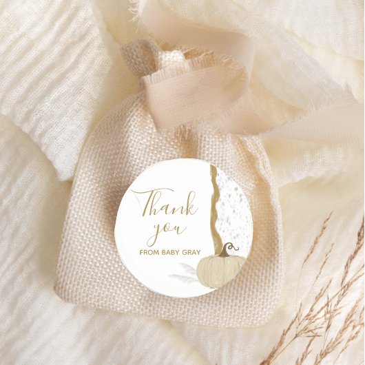 Fall Baby Dusche White Pumpkin Runder Aufkleber