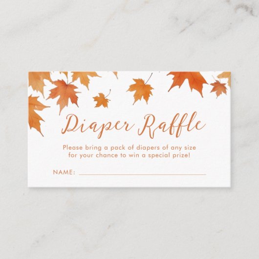 Fall Baby Dusche Windeln Raffle Ticket Begleitkarte (Vorderseite)