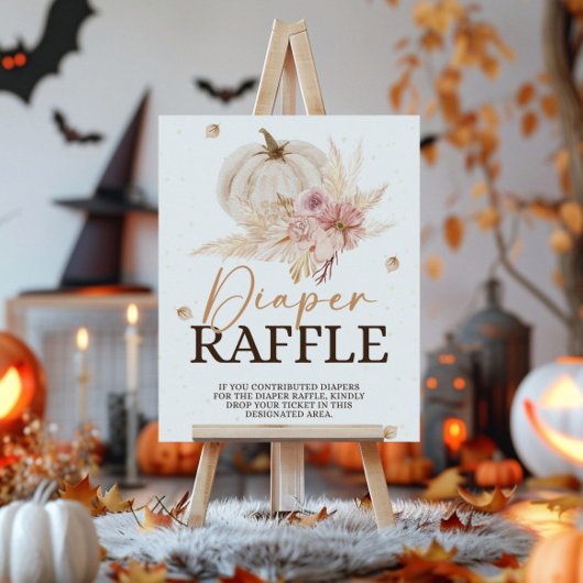Fall Baby Dusche Windeln Raffle-Zeichen Poster