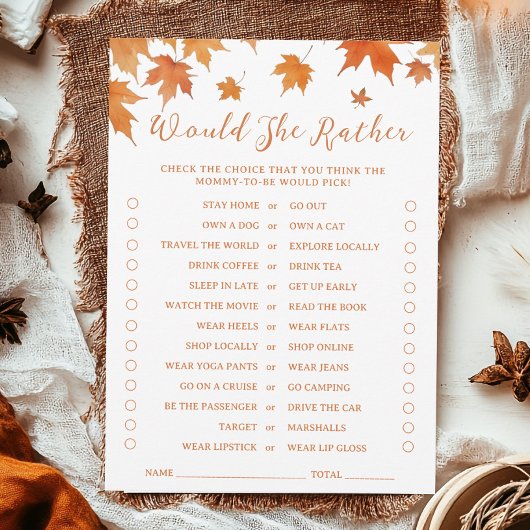 Fall Baby Dusche würde sie eher Spielkarte Einladung