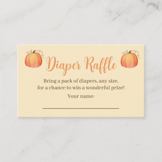 Fall Baby Duwer Diaper Raffelkarten Begleitkarte (Vorderseite)