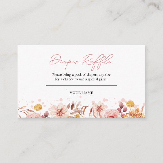 Fall Baby Duwer Diaper Raffle Begleitkarte (Vorderseite)