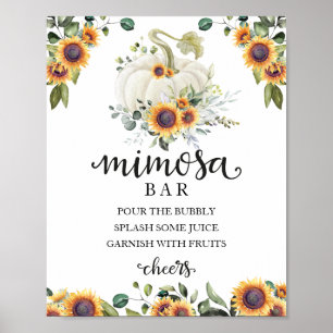 Fall Baby Duwer Greenery Mimosa Bar Sign Poster