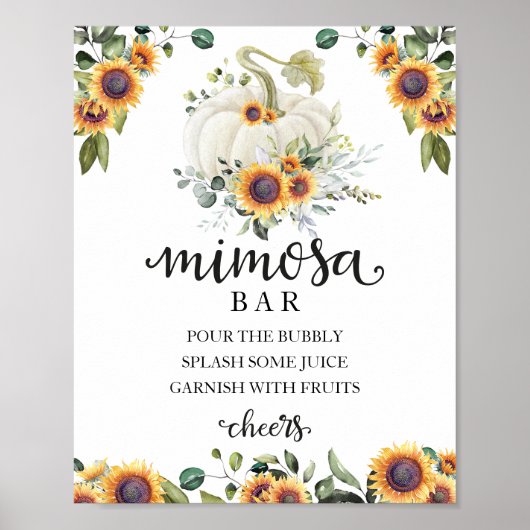 Fall Baby Duwer Greenery Mimosa Bar Sign Poster (Vorne)