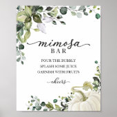 Fall Baby Duwer Greenery Mimosa Bar Sign Poster (Vorne)