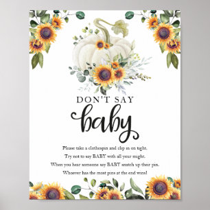 Fall Baby Duwer Greenery Say Baby Sign Poster