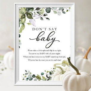 Fall Baby Duwer Greenery Say Baby Sign Poster