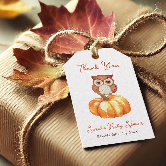 Fall Baby Duwer Pumpkin und Owl Herbst Danke Geschenkanhänger