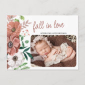 Fall Baby Foto Herbst Blume Geburt Ankündigungspostkarte (Vorderseite)