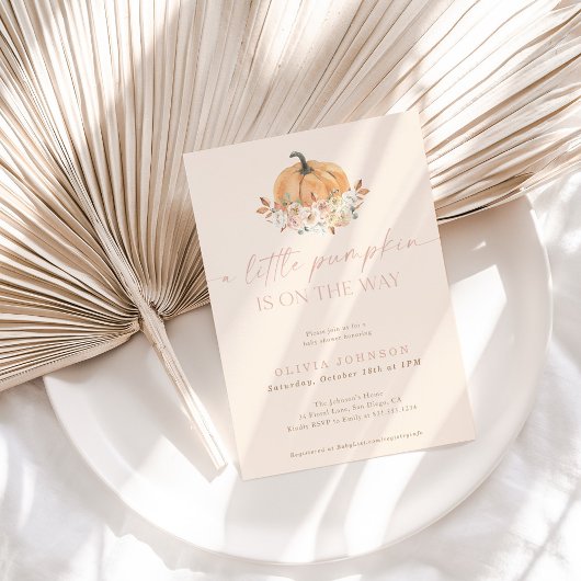 Fall Baby Girl Babydusche | Pink A Little Pumpkin Einladung