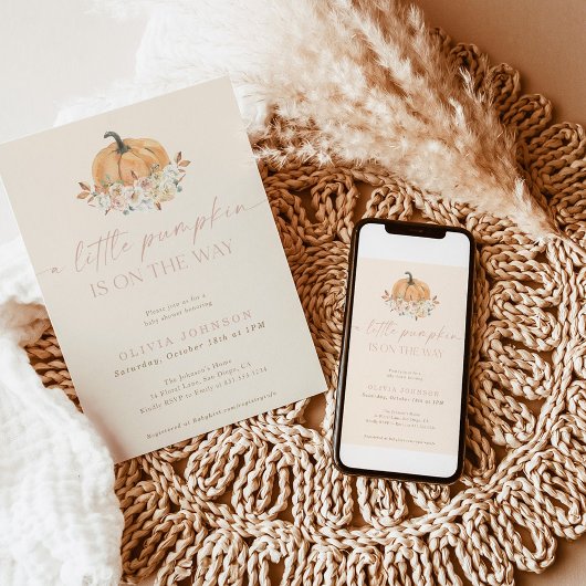 Fall Baby Girl Babydusche | Pink A Little Pumpkin Einladung