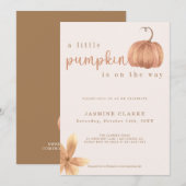 Fall Baby Girl Dusche | Ein kleiner Kürbis Einladung (Vorne/Hinten)