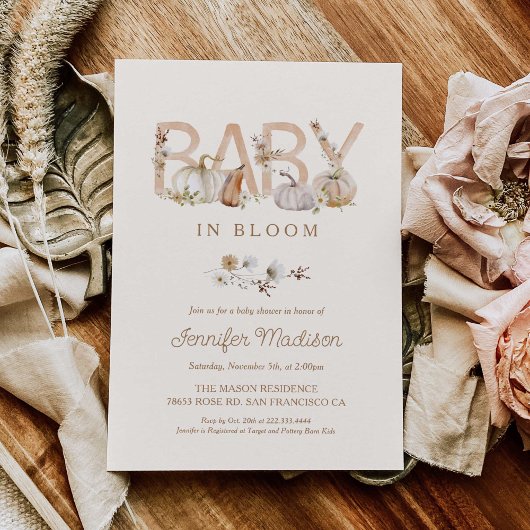 Fall Baby in Bloom Baby Dusche Einladung