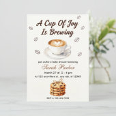 Fall Baby is Brewing Coffee Baby Shower Invitation Einladung (Stehend Vorderseite)