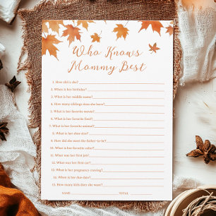 Fall Baby Shower, der Mama Best Game Card kennt Einladung