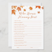 Fall Baby Shower, der Mama Best Game Card kennt Einladung (Vorderseite)