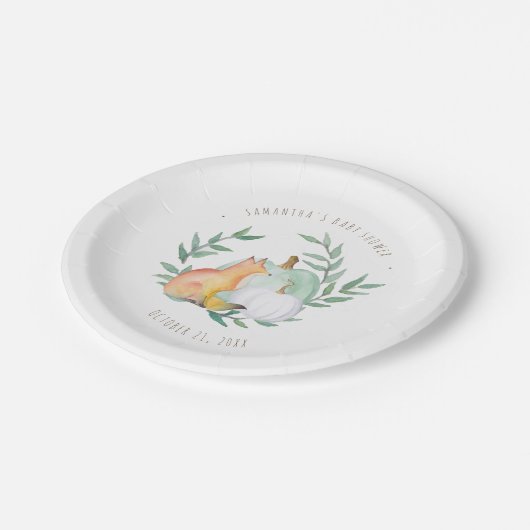 Fall Baby Shower Fox und Pumpkin Pappteller (Schrägansicht)
