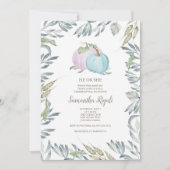 Fall Baby Shower Gender Reveal Pumpkin Einladung (Vorderseite)