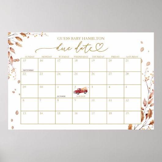 Fall Baby Showterminkalender Poster (Vorne)