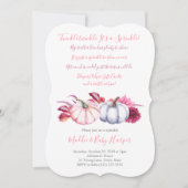 Fall Baby Sprinkle für Mädchen mit Pumpkins-Blätte Einladung (Vorderseite)