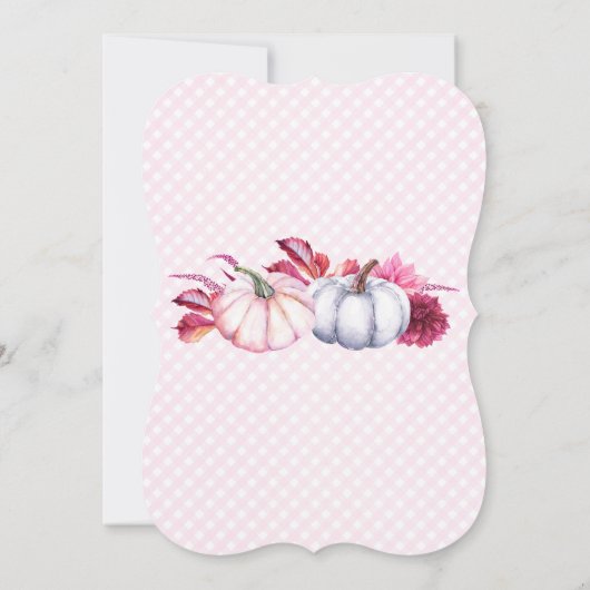 Fall Baby Sprinkle für Mädchen mit Pumpkins-Blätte Einladung (Rückseite)