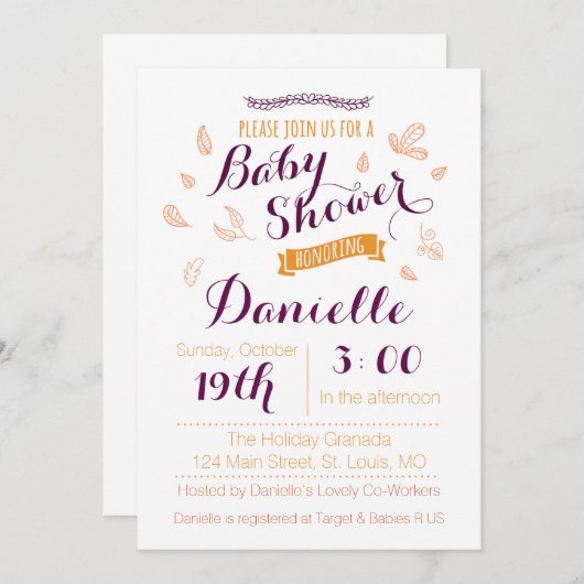 Fall-Babyparty-Einladung Einladung (Vorne/Hinten)